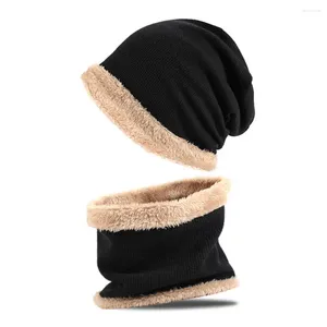 Bérets thermique chapeau écharpe ensemble extérieur coupe-vent polaire doublé pour femmes hommes résistant au froid hiver laine cou plus chaud avec oreille