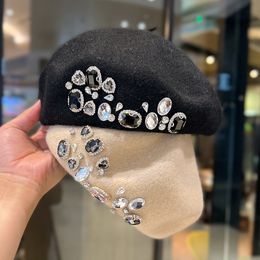 Baretten Dikke Winter Kunstenaar Franse Baret Meisje Vrouwen Schilder Hoed Meisjes Vrouwelijke Warme Luxe Cap Beanie S Hoeden 230831