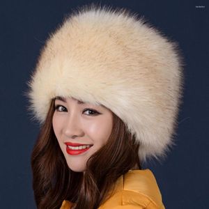 Bérets épaissi flou seau chapeau couleur unie chaud confortable hiver mode fausse fourrure chapeaux pour les femmes moelleux