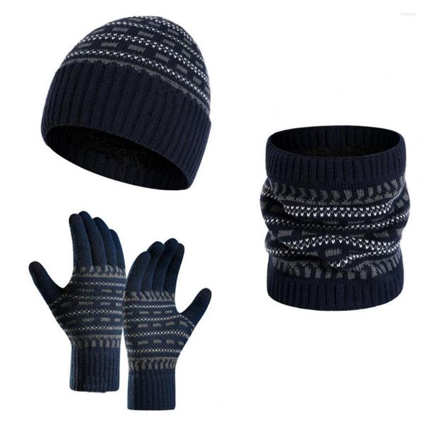 Bérets épaissi chapeau gants écharpe ensemble hiver accessoires confortables bonnet tricoté pour les femmes