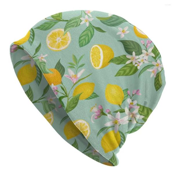 Boinas Gorros finos Gorro de punto Planta de otoño Fruta Limón Gorro floral Gorro Casual