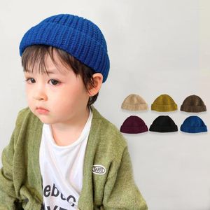 Berets Tide Baby Cap Spring herfstmuts Pure Color Melon Skin Knitting Caps for Boys Girls Casual Children Gorros Unisex Winter Hats