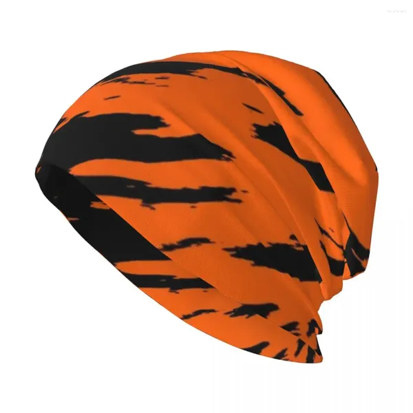 Boinas Estampado de tigre Bengala Naranja Negro Patrón animal Sombrero de punto Montañismo Gorra de golf Gorras Hombres Mujeres