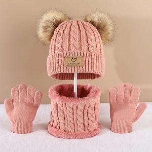 Boinas para niños niños decoración pom beanie infinito guantes de bufanda para niños traje cálido de invierno