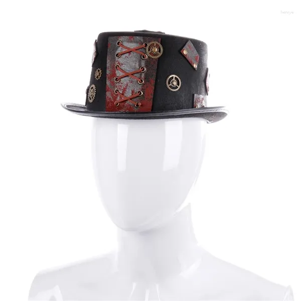 Boinas Top Hat Steampunk Gear Gótico Victoriano Halloween Mujeres Pequeño Ala Cabeza Fedora Mago Etapa Drop