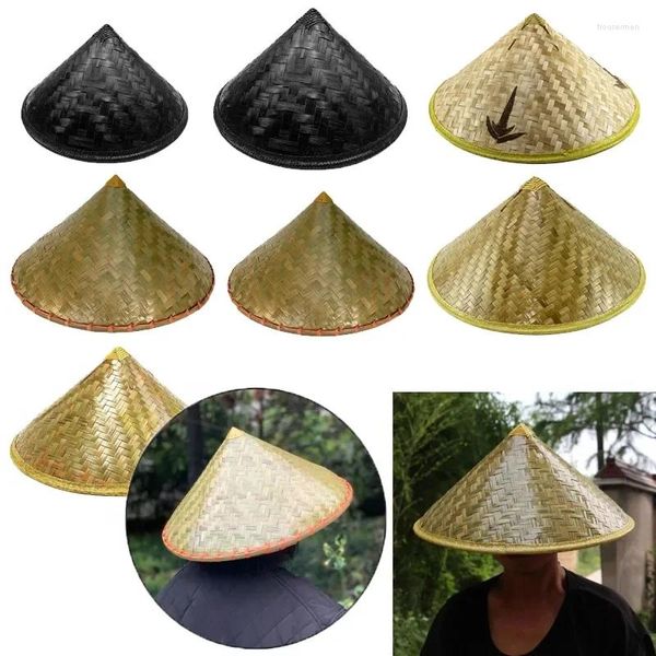 Boinas Cono de bambú de sombrero tradicional para la primavera de verano para adultos unisex al aire libre marea anciana tapa de paja agricultor