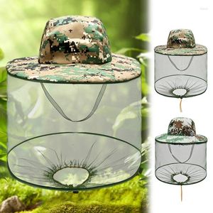 Bérets Travel Camouflage Chapeau de pêche masculin Chapeau de pêche anti-insectes Anti-mosquito Caps extérieurs en plein air avec couverture solaire