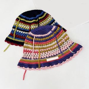Bérets Traveling Bucket Hat Crochet Color Matching Fisherman For Teenagers Sports DXAA