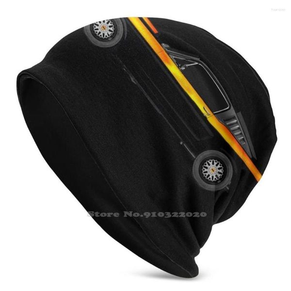 Bérets à la mode Cool noir et Orange américain Muscle voiture tricot bonnet chapeau hommes femmes hiver bricolage casquette tendance mignon ordinateur portable Nature