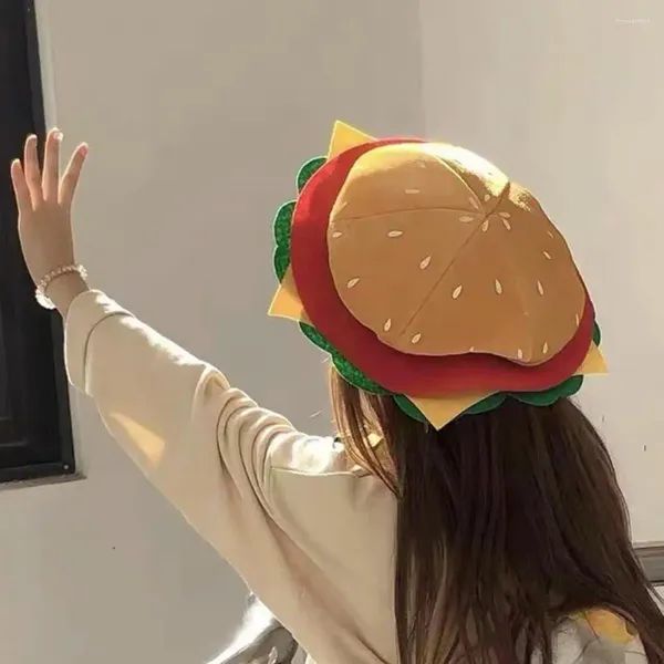 Boinas de moda Hamburgueros Hamburguesas Hat Anti-Fade Adultos Realista Accesorios de vestuario de tapa amarilla de estilo amarillo