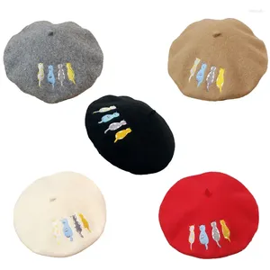 Bérets Trendy Painter Hat Wool Beie Cartoon All-Match For Women Girl