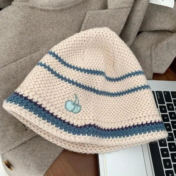 Boinas Moda Mujer Sombrero Cereza Otoño Invierno Señoras Protección Oreja Cúpula Pescador