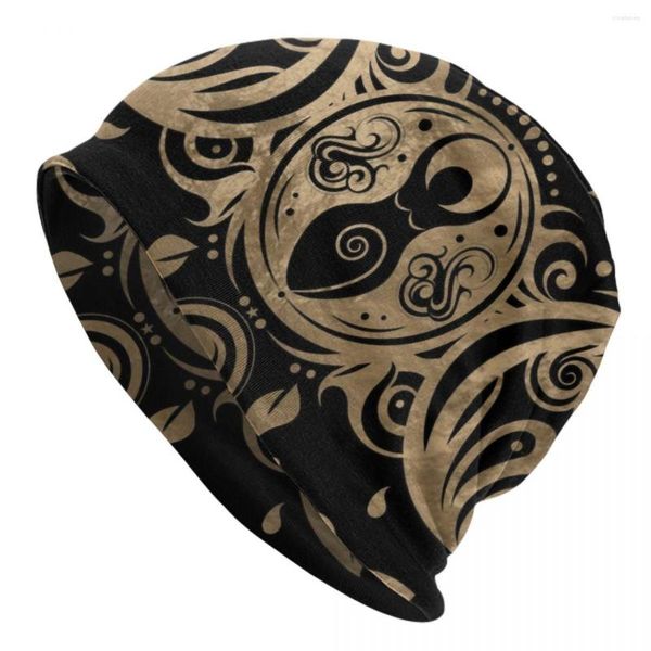 Bérets Triple lune déesse Skullies bonnets casquettes Cool hiver chaud femmes hommes tricot chapeaux unisexe adulte païen Wiccan Bonnet