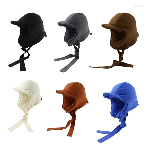 Bérets Troopers chapeau de trappeur chapeaux d'hiver chauds chasse avec sangle d'attache vers le bas coton Ski cagoule coupe-vent H9ED