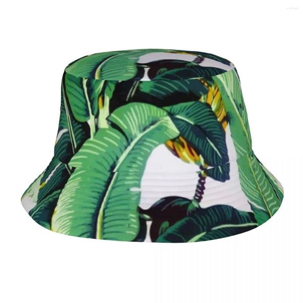 Bérets Banana Tropical Feuilles de seau Haute de seau Green Modèle de pêcheur extérieur Caps pêcheurs pliables Randonnée Salle Suncr