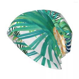 Bérets Plante Tropicale Vert Élégant Stretch Tricot Slouchy Bonnet Multifonction Crâne Chapeau Pour Hommes Femmes