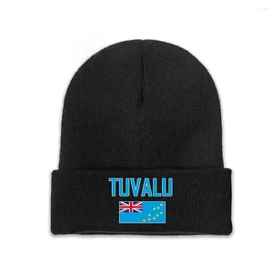 Bérets Tuvalu Pays Drapeau Top Imprimer Hommes Femmes Unisexe Tricoté Chapeau Hiver Automne Bonnet Bonnet Chaud Bonnet
