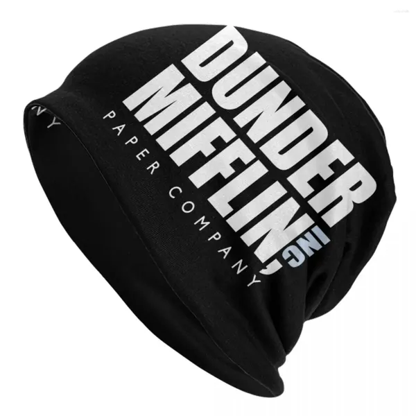 Boinas Tv Show Bonnet Sombreros Dunder Mifflin The Office Logo Knit Hat Unisex Adulto Vintage Elástico Beanie Spring Gym Design Caps