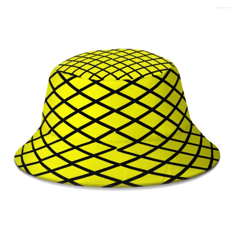 Berety Dwunasty noc Malvolio Yellow Cross Partres Kapelusz kubełkowy dla kobiet mężczyzn Teenager Składany Bob Fisherman Hats Panama Cap Streetwear