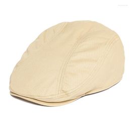 Bérets sergé casquette plate hommes 100% coton Ivy casquettes Golf Baker Boy chapeau été automne Sboy HatBerets Elob22
