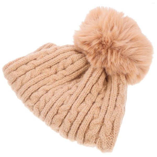 Bérets Twist Fur Ball Cap Women Hat a garder des chapeaux extérieurs chauds pour les bouchons de miss polyester