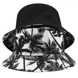 Berets Two Side Bucket Hat For Men Women Hip Hop Fisherman Adult Summer Flat Cap
