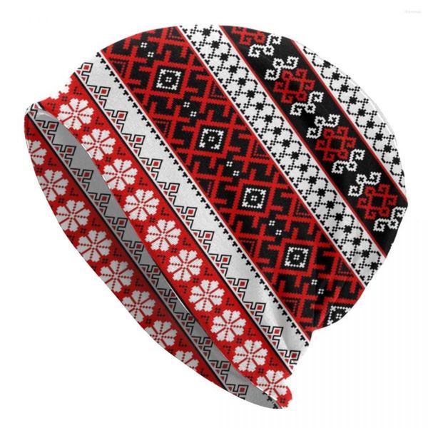 Boinas Bordado ucraniano Color brillante Vyshyvanka Leggings Diseños Skullies Gorros Gorros Gorro de punto Adulto Ucrania Gorros étnicos