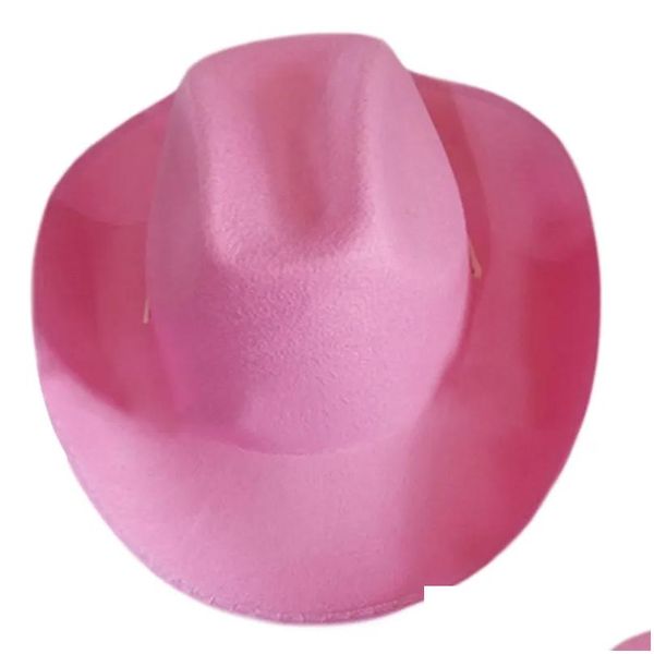 Berets Uni Retro Cowboy Hat Western Grand Brim Chapeaux Fedora Felt Jazz Dropship Drop Livrot accessoires Fashion ACCESSOIRES CHARGES GLANTES CAPS DHO3H