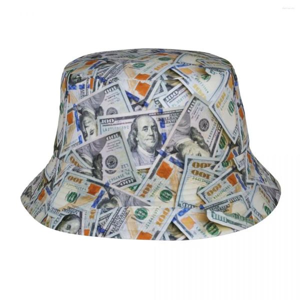 Bérets Unique Design Dollar Bucket Hat Femmes Lightweight Outdoor Money Fishing Caps Summer Beach Hatwear Bob