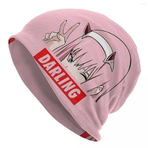 Boinas Diseño único Zero Two Darling In The Franxx Bonnet Knit Hat Accesorios Invierno Cálido Anime Girl Skullies Hombre