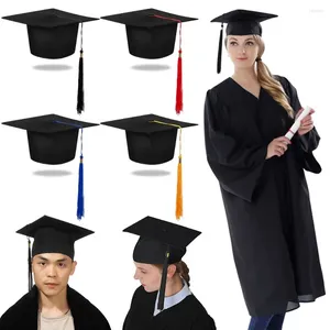 Bérets Unisexe Adult Academic Graduation Mortarboard Hat avec Tassel Party Félicitations Grad