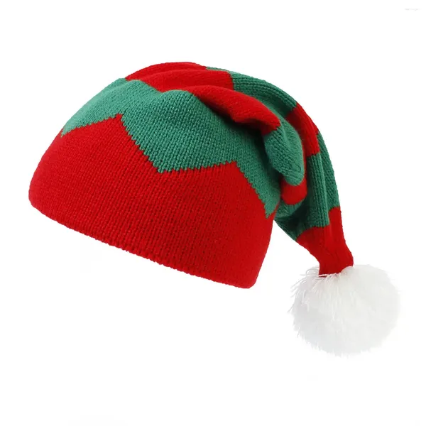 Bérets unisexe adulte acrylique tricoté jacquard bonnet pour Noël enfants chapeau avec pompon