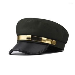 Berets unisex volwassen jacht boot schip zeeman kapitein hoed kostuum marine stijl marine cosplay pu-leer achthoekige dxaaa