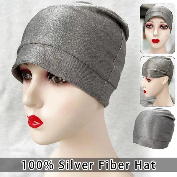 Boinas Unisex Gorra antiradiación Fibra de plata Teléfonos móviles Protección EMF Jersey Sombrero Gorros de blindaje electromagnético