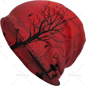 Baretten Unisex Beanie Caps Gothic Scary Halloween Donkerrood Nacht Gebreide Muts Skull Cap Winter Zomer Warm Dames Heren Hoeden