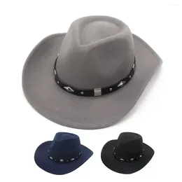 Berets Unisexe Belt Western Cowboy Hat Water Top Top Country Femmes classiques Travel Cowgirl Jazz Chapeaux Wool Knight Felt for Men