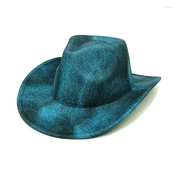 Boinas Unisex Azul Sombrero de vaquero Viajes al aire libre Top Hombres Soft Western Cowgirl para la playa Cap Headwear
