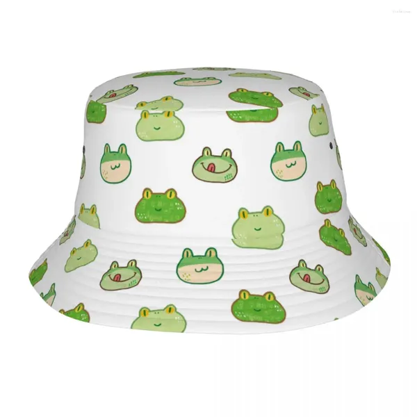 Bérets unisexe Bob chapeau dessin animé mignon grenouille visage printemps pique-nique chapeaux pliable en plein air chapeaux de pêche pays irlandais idée cadeau d'anniversaire