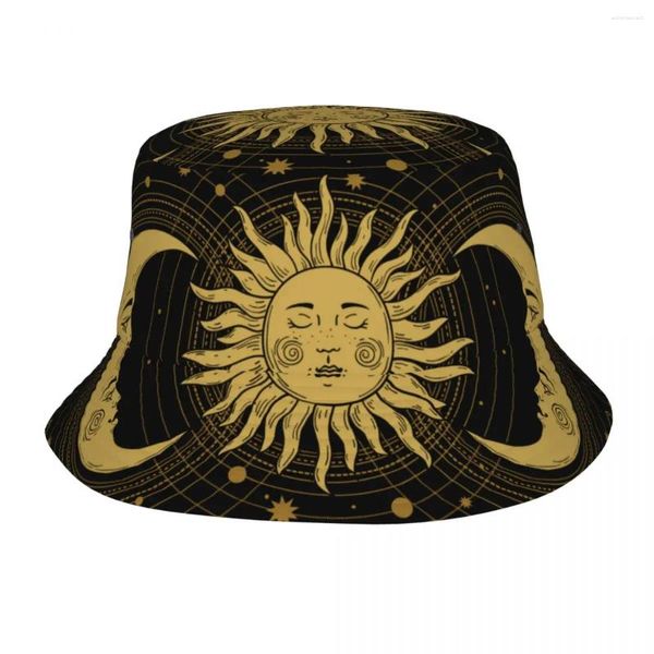 Boinas Unisex Boho Sun Bucket Hat Arte abstracto Soft Fold Fisherman Sombreros Verano Divertidas gorras de pesca Streetwear Impreso Visor