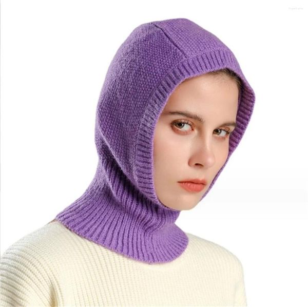 Boinas Unisex Color caramelo Punto Pasamontañas Cap para hombres Mujeres Al aire libre Cálido Protección para los oídos Bufanda Jersey Snood Hat Collar Bonnet