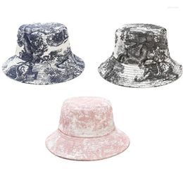 Bérets Unisexe Chinois Peinture Vintage Bucket Hat Tie-Dye Imprimé extérieur Suncreen Harajuku Hip Hop Summer Fisherman