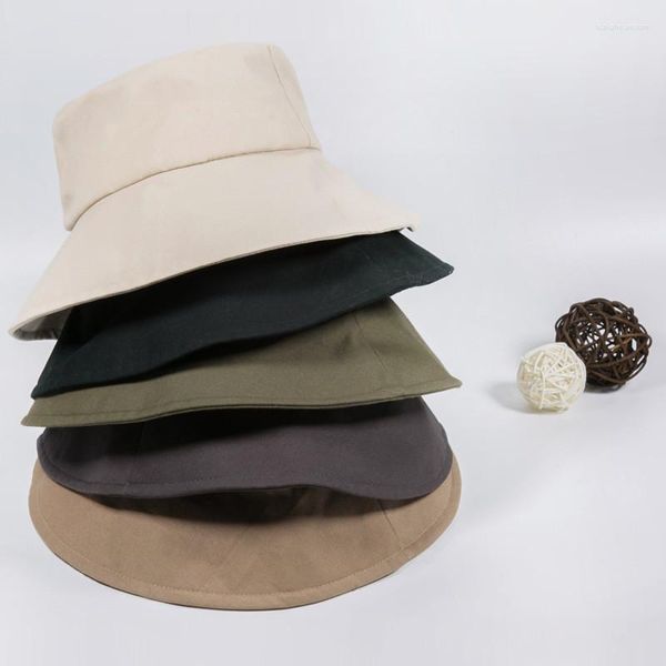 Bérets unisexe à la mode été extérieur visière chapeaux pliable seau vert noir kaki Beige pêcheur chapeau