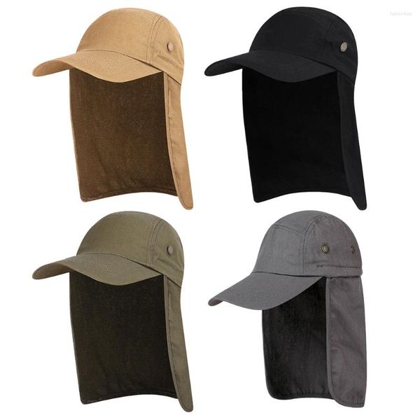 Bérets unisexe chapeau de pêche casquette pare-soleil Protection extérieure avec rabat de cou d'oreille amovible pour la randonnée Camping cyclisme