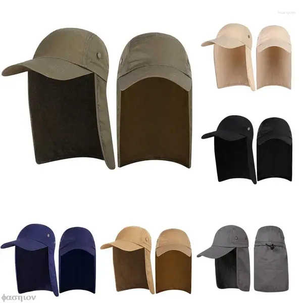 Boinas Sombrero de pesca unisex Gorra con visera Protección UPF al aire libre con cubierta de solapa de cuello de oreja extraíble para senderismo Camping Simple