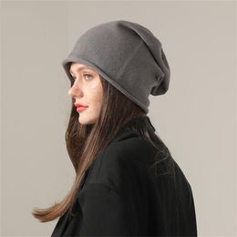 Bérets unisexe polaire chapeau automne et hiver coréen sauvage tricoté noir laine grand dôme lâche âge-réduction vêtements accessoiresbérets