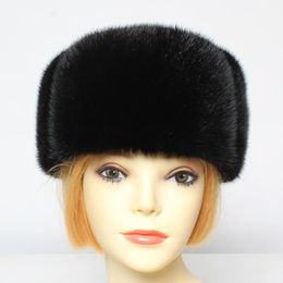 Bérets unisexe véritable chapeau russie dame chaud 100% naturel extérieur coupe-vent casquette mode vraies casquettes