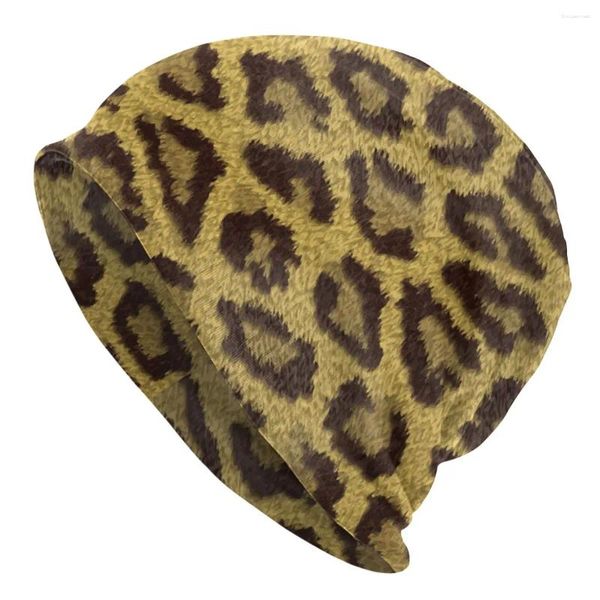 Bérets unisexe tricot hiver bonnet chaud ski crochet slouch chapeau doux léopard taches fond femmes hommes casquette