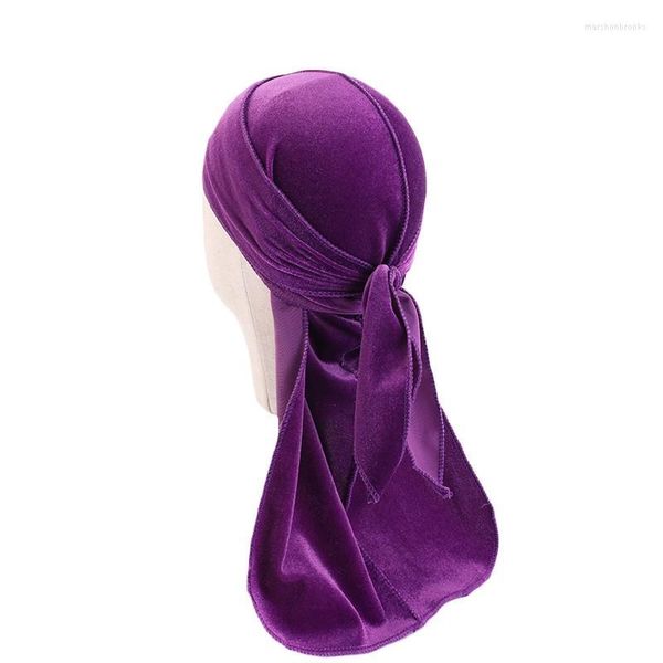 Boinas Unisex Hombres Mujeres Transpirable Bandana Sombrero Terciopelo Durag Do Doo Du Rag Long Tail Headwrap Chemo Cap