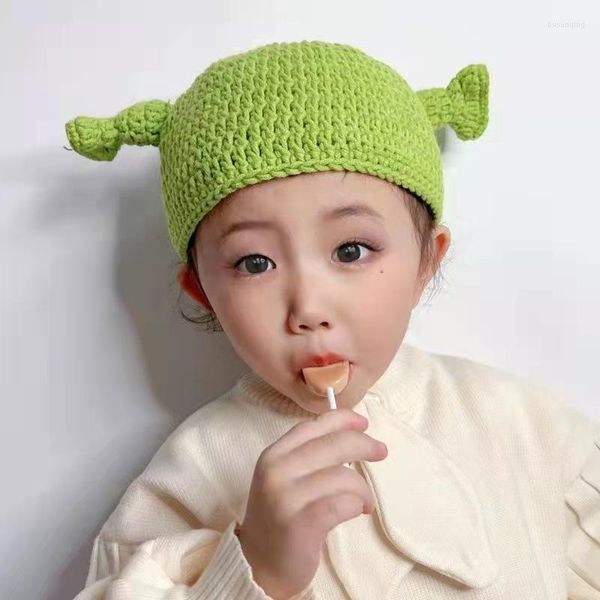 Bérets unisexe monstre Shrek chapeau laine hiver tricoté chapeaux vert fête drôle bonnet Skullies casquette pour femmes hommes pur à la main