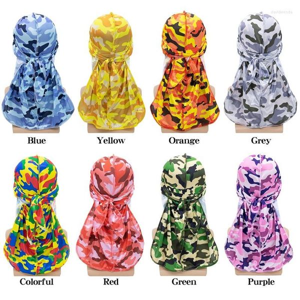 Bérets unisexe multi-fonctionnel chapeaux Camouflage imprimer longue queue Pirate chapeau mode Style haute qualité soins des cheveux casquette Durag 498